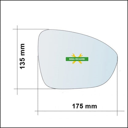 Vetro Specchio Retrovisore Lato DX Compatibile Per Nissan Juke III dal 2020&gt; BIBA-RICAMBI