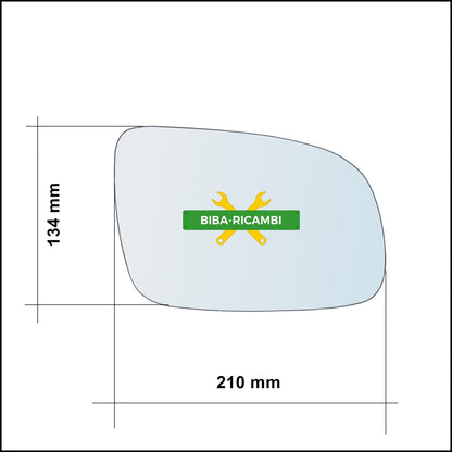 Vetro Specchio Retrovisore Cromato Asferico Lato Sx-Guidatore Per Opel Sintra (APV) dal 1996-1999 BIBA-RICAMBI