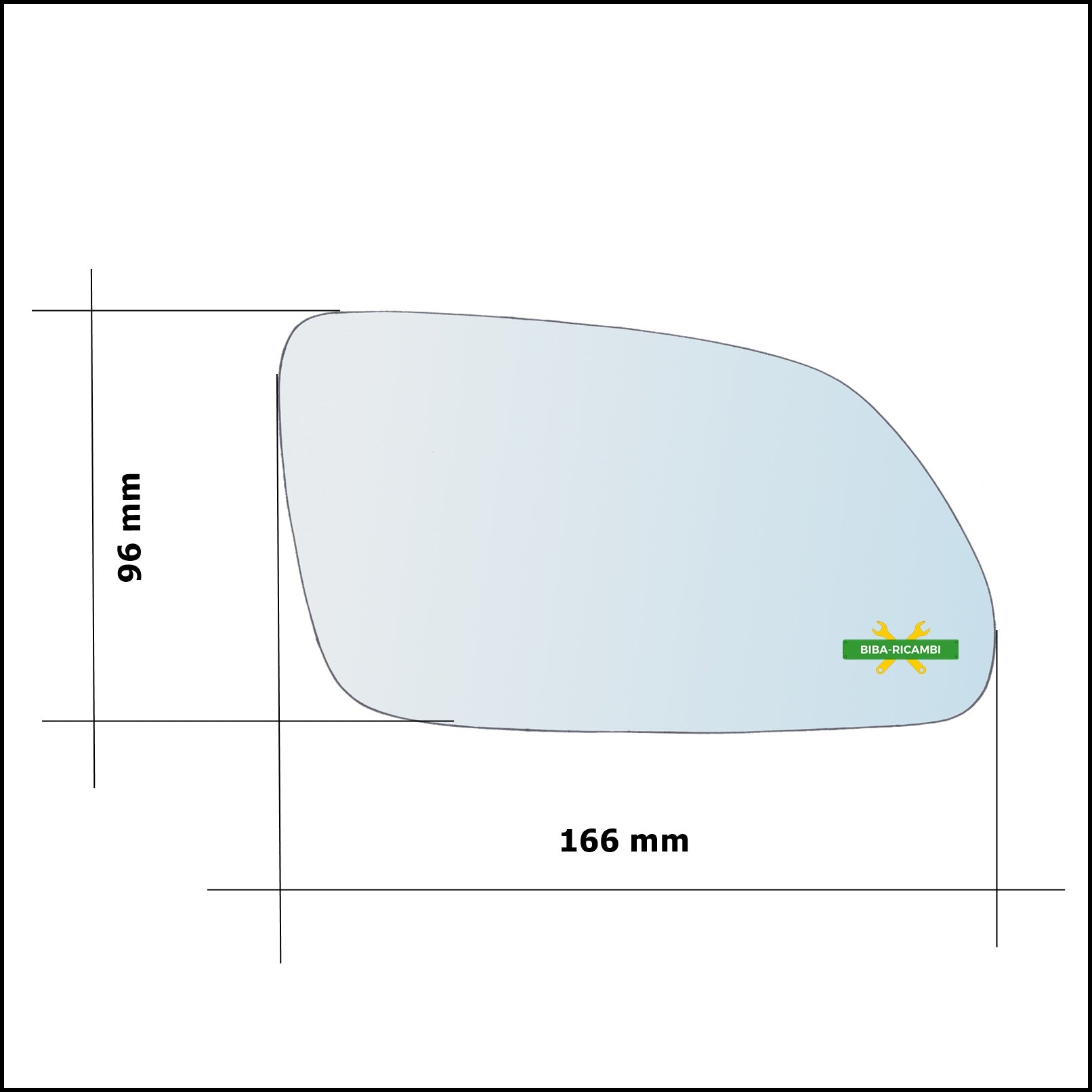 Vetro Specchio Retrovisore Cromato Lato Dx-Passeggero Per Volkswagen Polo (9N) solo dal 2004-2009 BIBA-RICAMBI