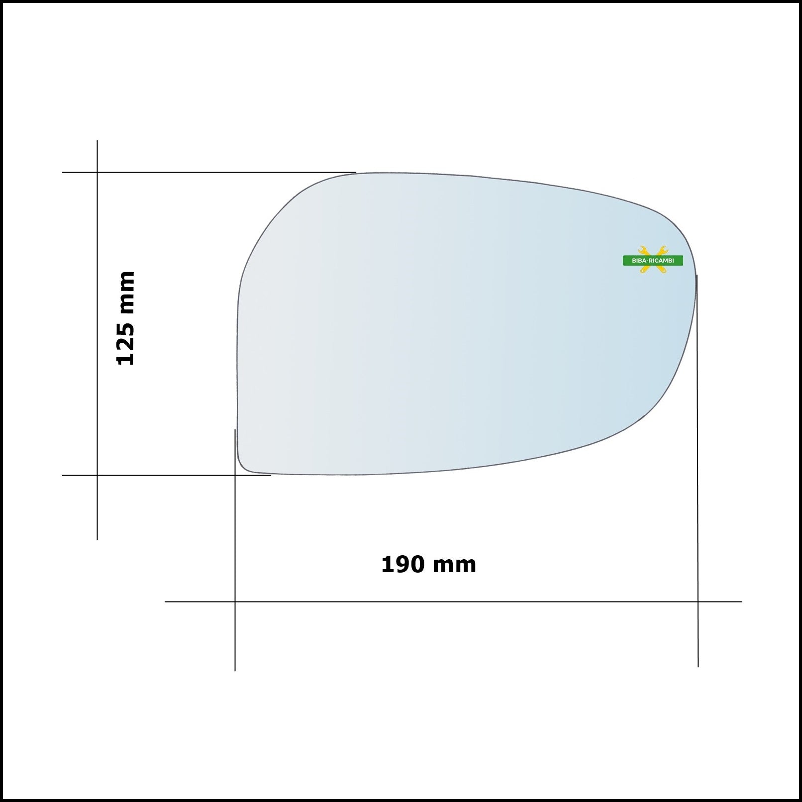 Vetro Specchio Retrovisore Cromato Asferico Lato Dx-Passeggero Per DR 2 dal 2010-2014&gt; BIBA-RICAMBI