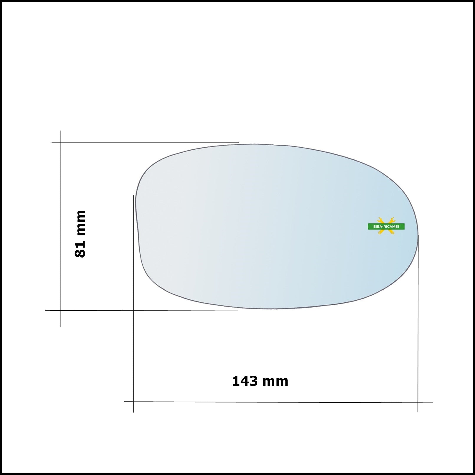 Vetro Specchio Retrovisore Cromato Lato Dx-Passeggero Per Fiat Seicento (187) dal 1997-2010 BIBA-RICAMBI