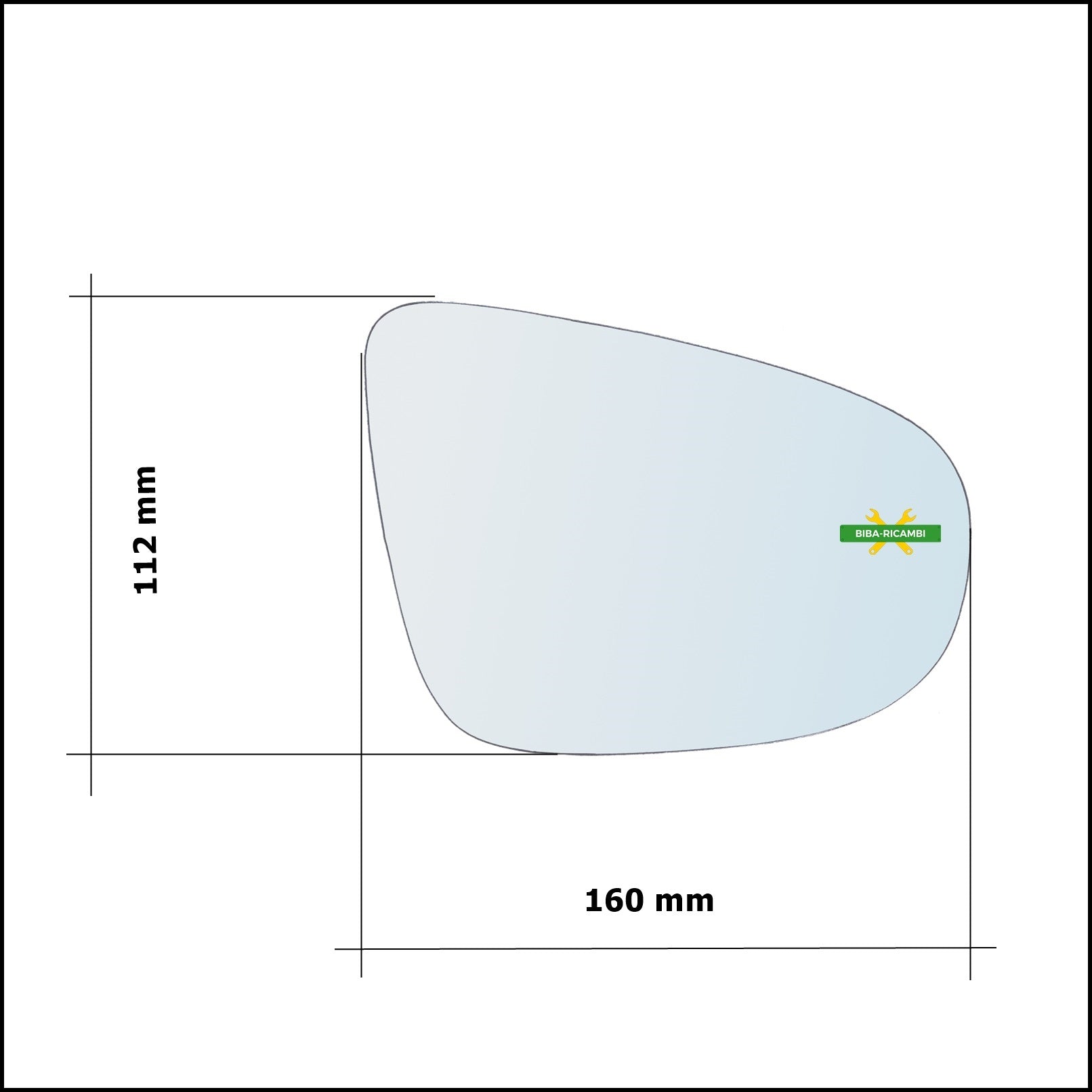 Vetro Specchio Retrovisore Cromato Lato Sx-Guidatore Per Volkswagen Touran II (1T3) dal 2010-2015 BIBA-RICAMBI