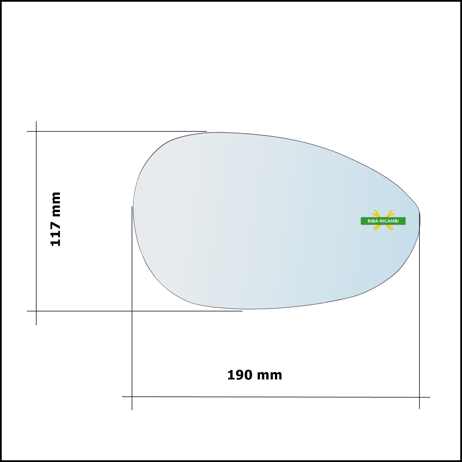 Vetro Specchio Retrovisore Cromato Asferico Lato Dx-Passeggero Per Fiat Grande Punto (199) dal 2005&gt; BIBA-RICAMBI