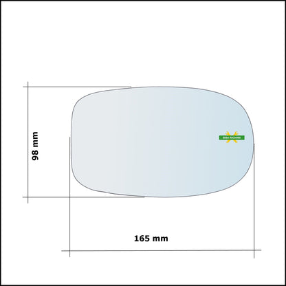 Vetro Specchio Retrovisore Cromato Lato Dx-Passeggero Per Lancia Thesis (841) dal 2002-2009 BIBA-RICAMBI