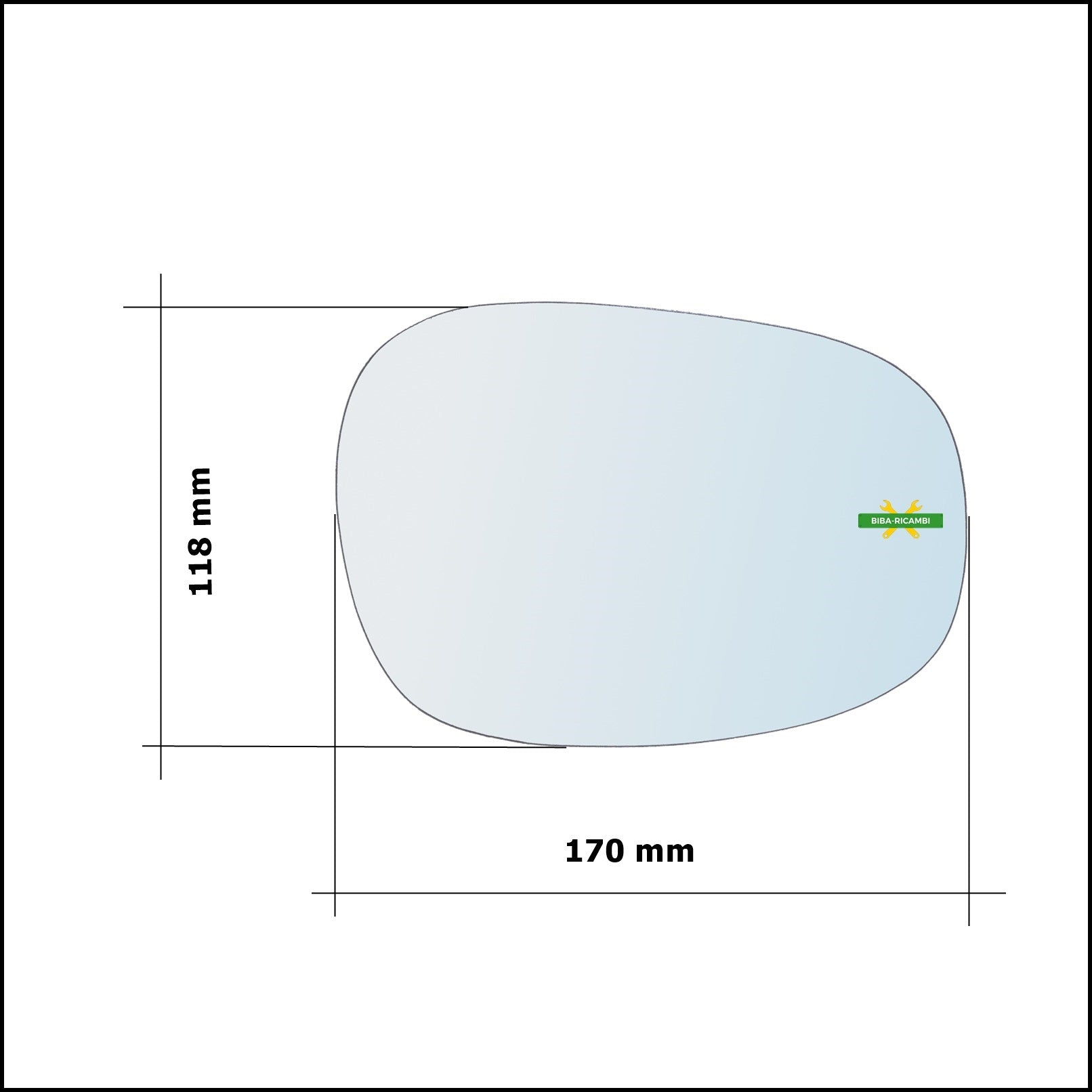 Vetro Specchio Retrovisore Cromato Asferico Lato Dx-Passeggero Per Bmw Serie 1 (E81,E82,E87,E88) solo dal 2009-2013 BIBA-RICAMBI