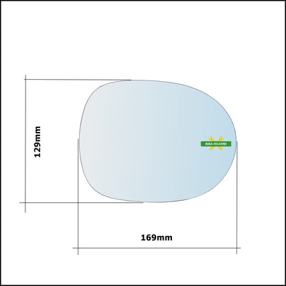 Vetro Specchio Retrovisore Asferico Lato Dx-Passeggero Per Honda Civic VIII (FN,FK) dal 2005-2011 BIBA-RICAMBI