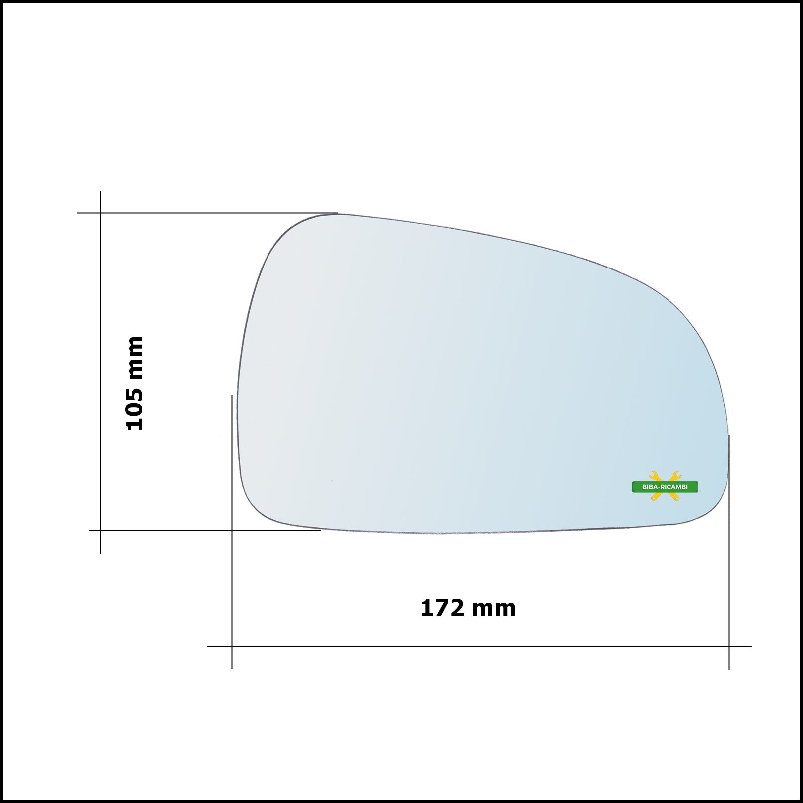 Vetro Specchio Retrovisore Cromato Lato Dx-Passeggero Per Hyundai Matrix (FC) dal 2001-2007 BIBA-RICAMBI