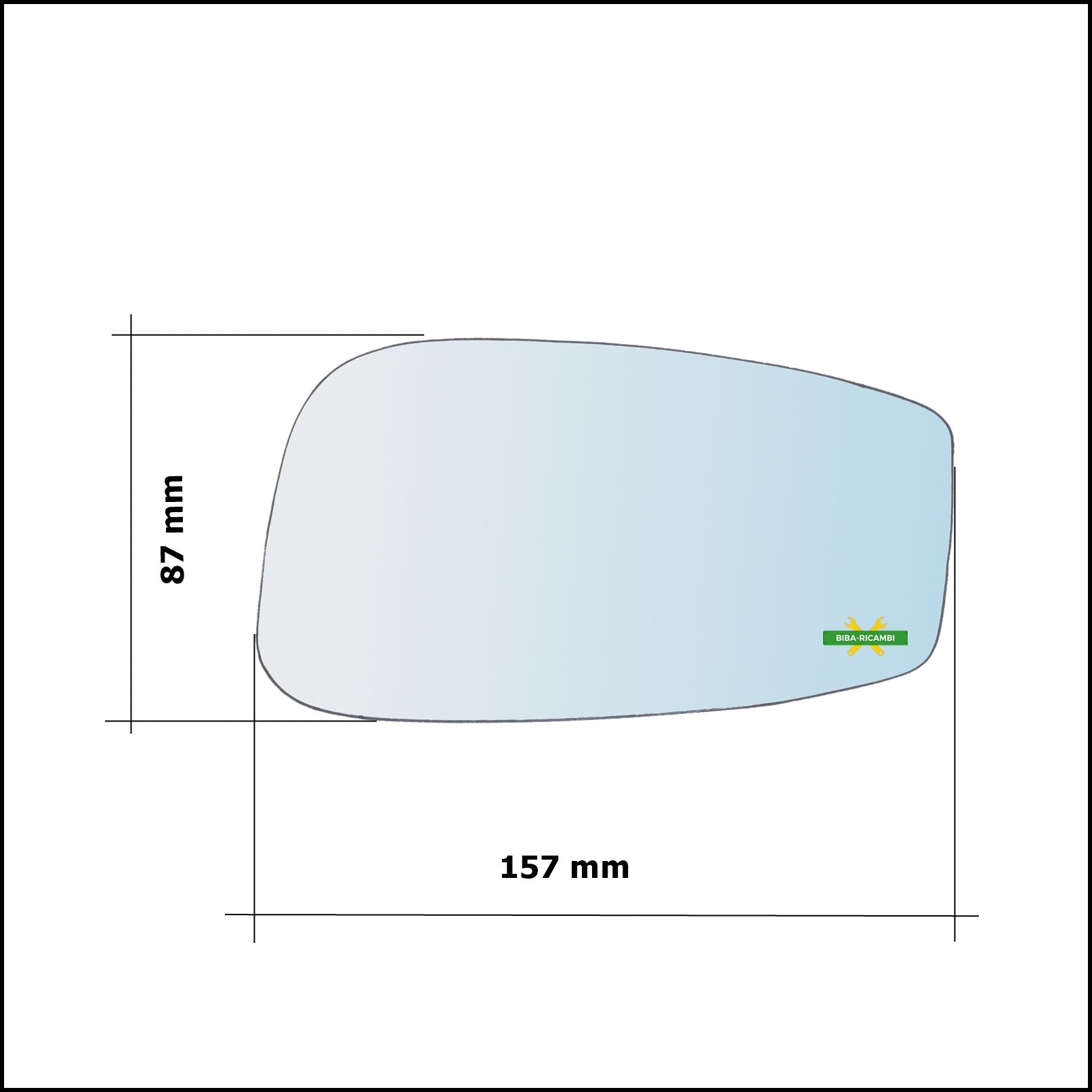 Vetro Specchio Retrovisore Cromato Asferico Lato Sx-Guidatore Per Fiat Idea (350) solo dal 2003-2008 BIBA-RICAMBI
