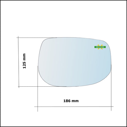 Vetro Specchio Retrovisore Cromato Lato Dx-Passeggero Per Honda Jazz III (GE) dal 2007&gt; BIBA-RICAMBI