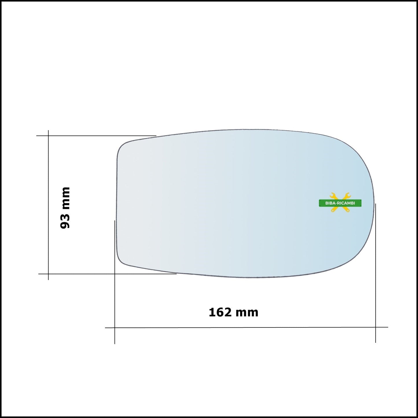 Vetro Specchio Retrovisore Cromato Asferico Lato Sx-Guidatore Per Fiat Punto II (188) solo dal 1999-2006 BIBA-RICAMBI