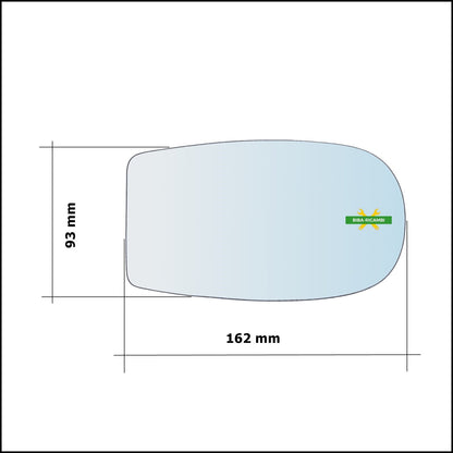Vetro Specchio Retrovisore Cromato Asferico Lato Sx-Guidatore Per Fiat Punto II (188) solo dal 1999-2006 BIBA-RICAMBI