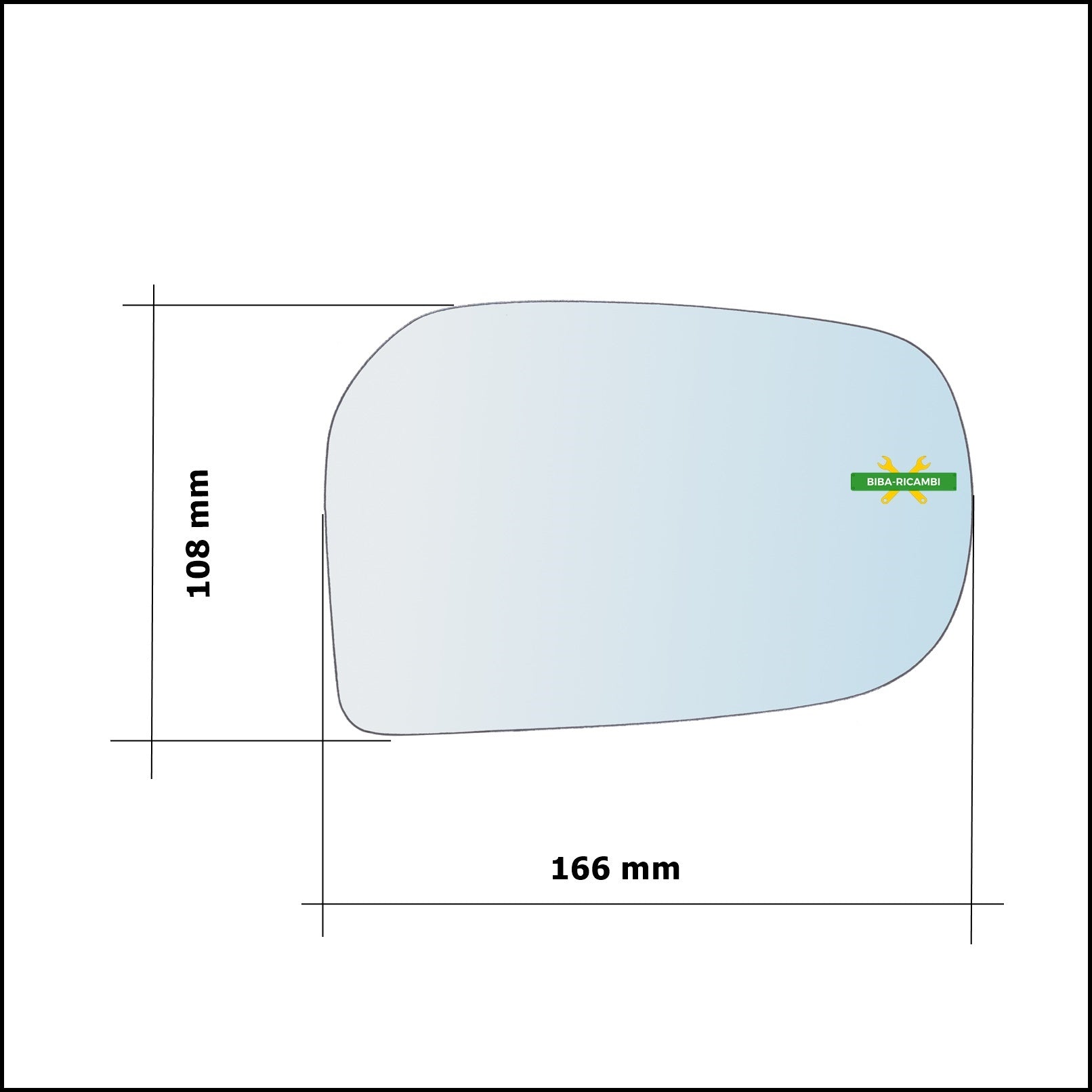 Vetro Specchio Retrovisore Cromato Asferico Lato Sx-Guidatore Per Fiat Punto II (188) Restyling solo dal 2008-2012 BIBA-RICAMBI