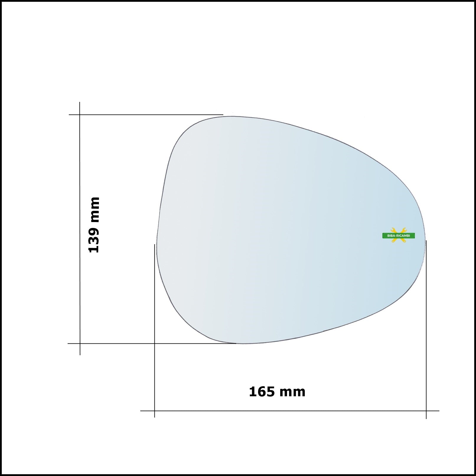 Vetro Specchio Retrovisore Cromato Lato Dx-Passeggero Per Lancia Ypsilon I (843) solo dal 2009-2011 BIBA-RICAMBI