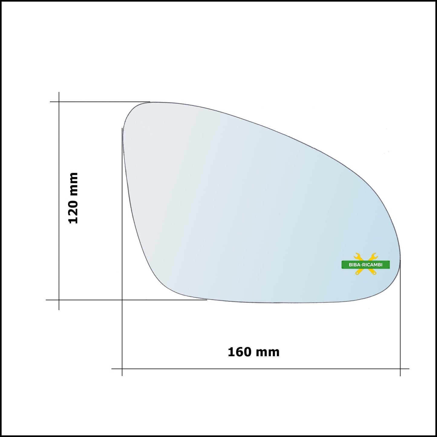 Vetro Specchio Retrovisore Cromato Lato Dx-Passeggero Per Opel Adam (M13) dal 2012-2019 BIBA-RICAMBI