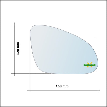 Vetro Specchio Retrovisore Cromato Lato Dx-Passeggero Per Opel Adam (M13) dal 2012-2019 BIBA-RICAMBI