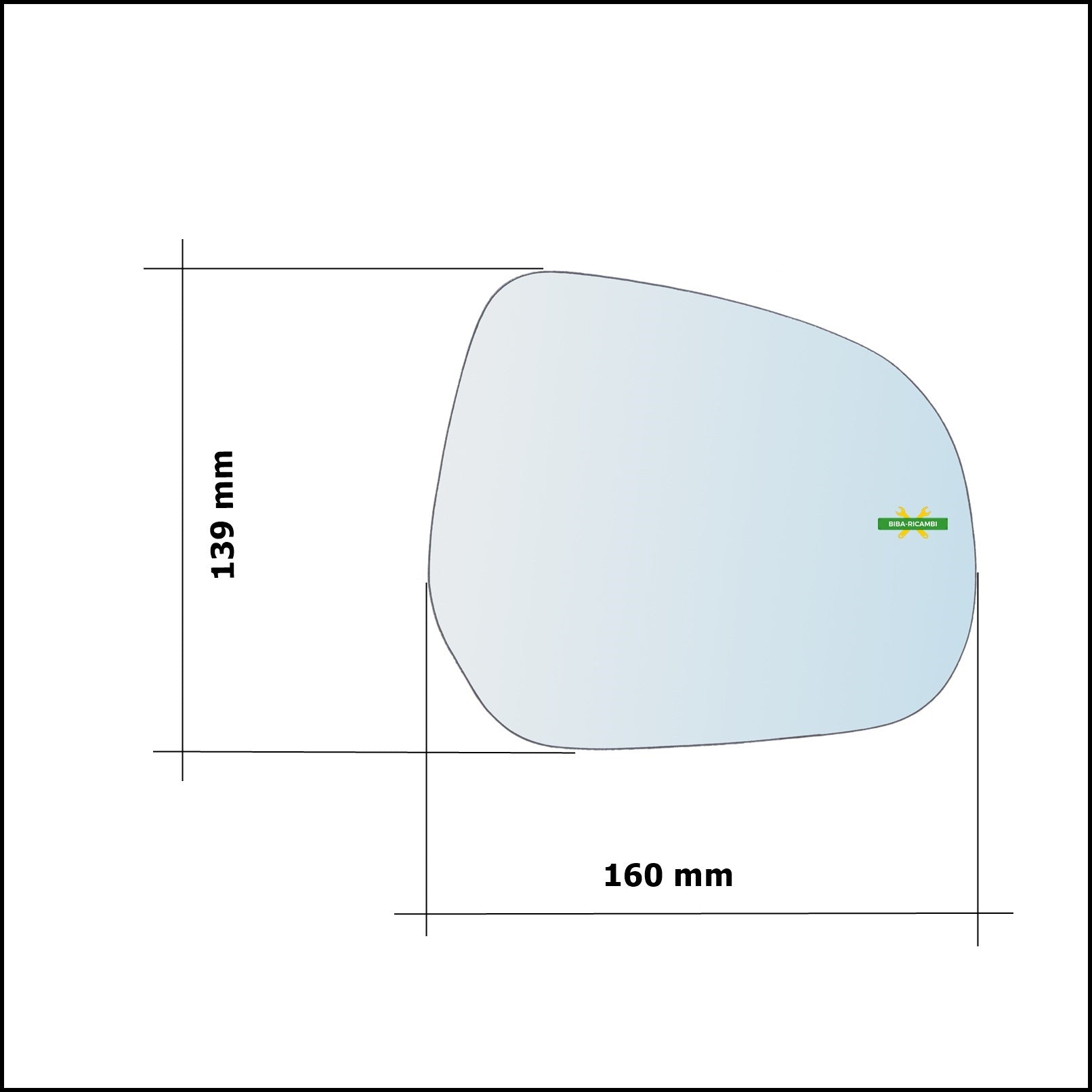 Vetro Specchio Retrovisore Cromato Asferico Lato Dx-Passeggero Per Opel Agila B (H08) dal 2008-2014 BIBA-RICAMBI