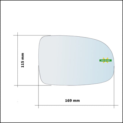 Vetro Specchio Retrovisore Cromato Asferico Lato Dx-Passeggero Per Opel Corsa C (X01) dal 2000-2009 BIBA-RICAMBI