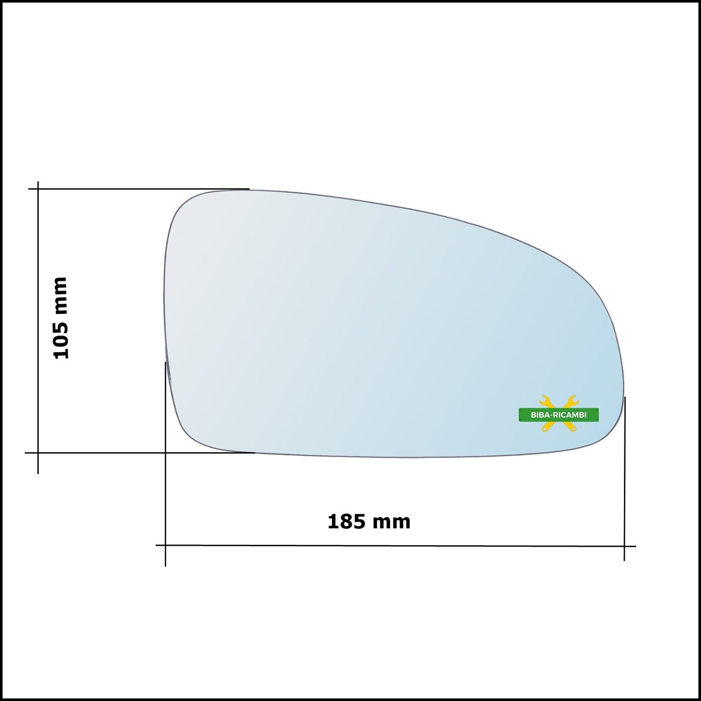 Vetro Specchio Retrovisore Cromato Lato Sx-Guidatore Per Chevrolet Aveo (T250, T255) solo dal 2005-2007 BIBA-RICAMBI
