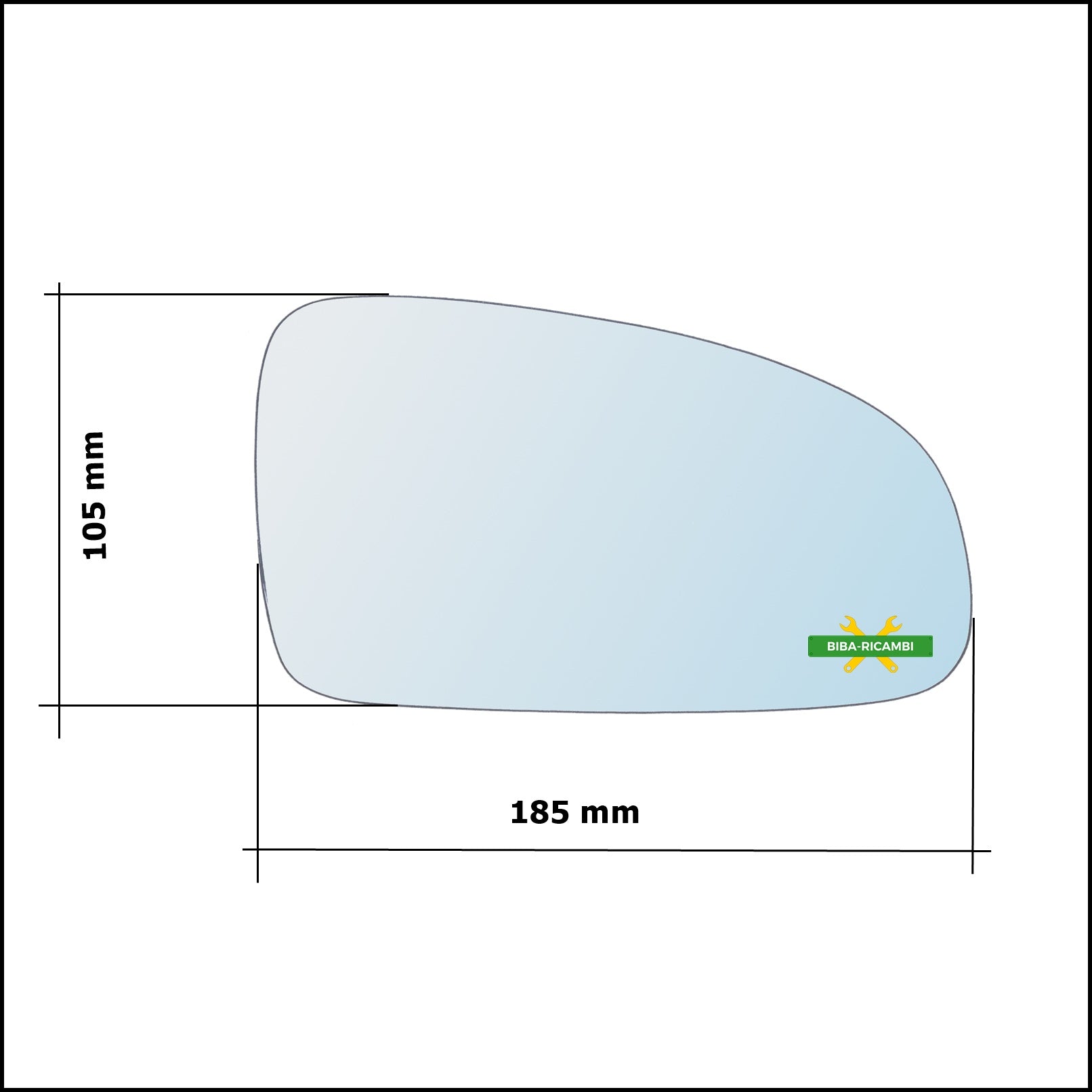 Vetro Specchio Retrovisore Cromato Lato Sx-Guidatore Per Chevrolet Aveo (T250, T255) solo dal 2005-2007 BIBA-RICAMBI