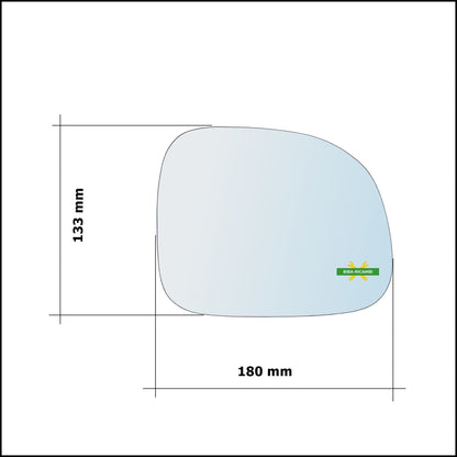 Vetro Specchio Retrovisore Cromato Asferico Lato Sx-Guidatore Per Fiat 500L (351) dal 2012&gt; BIBA-RICAMBI