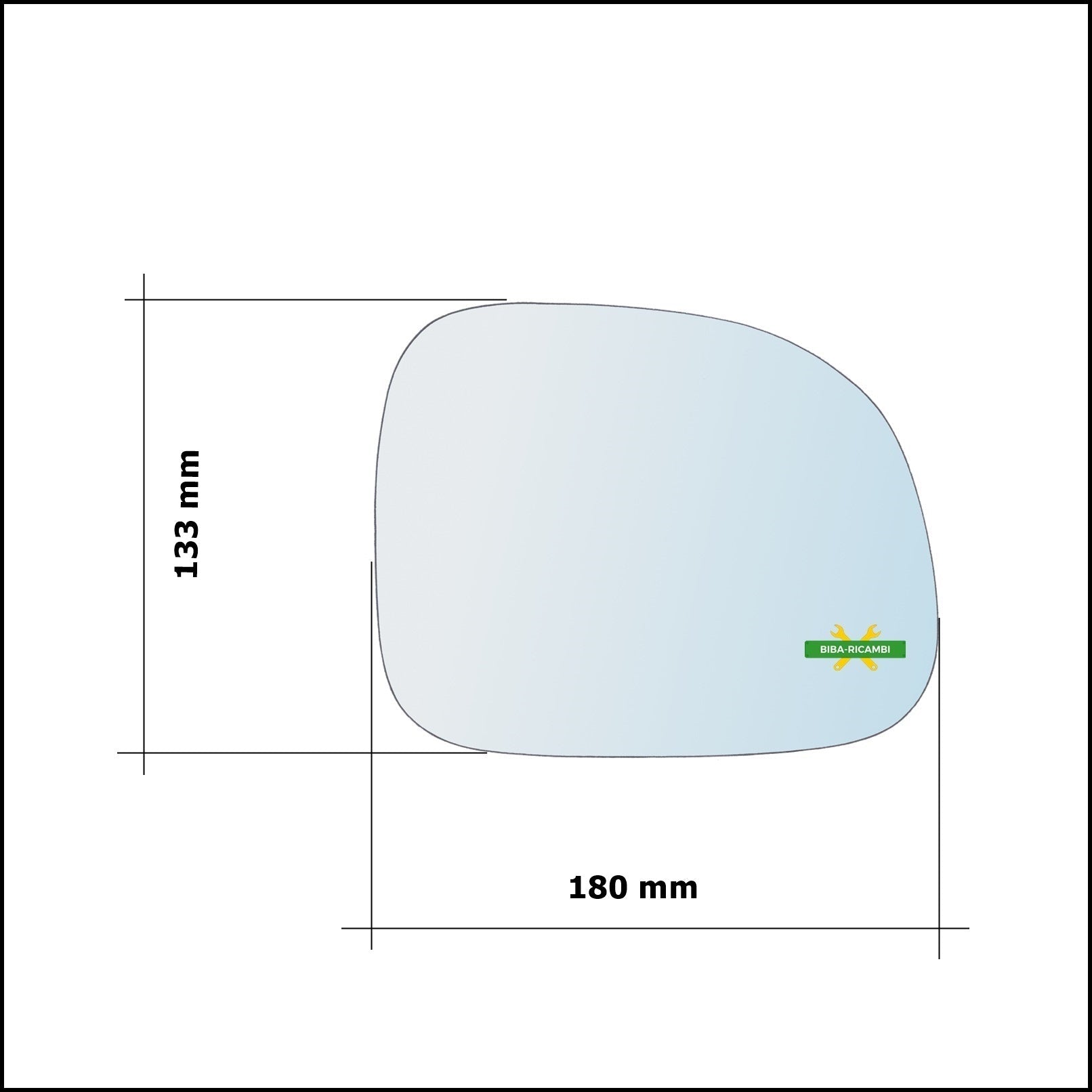 Vetro Specchio Retrovisore Cromato Asferico Lato Dx-Passeggero Per Fiat 500L (351) dal 2012&gt; BIBA-RICAMBI