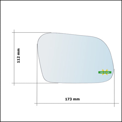 Vetro Specchio Retrovisore Cromato Lato Sx-Guidatore Per Rover 400 (XW) dal 1990-1995 BIBA-RICAMBI