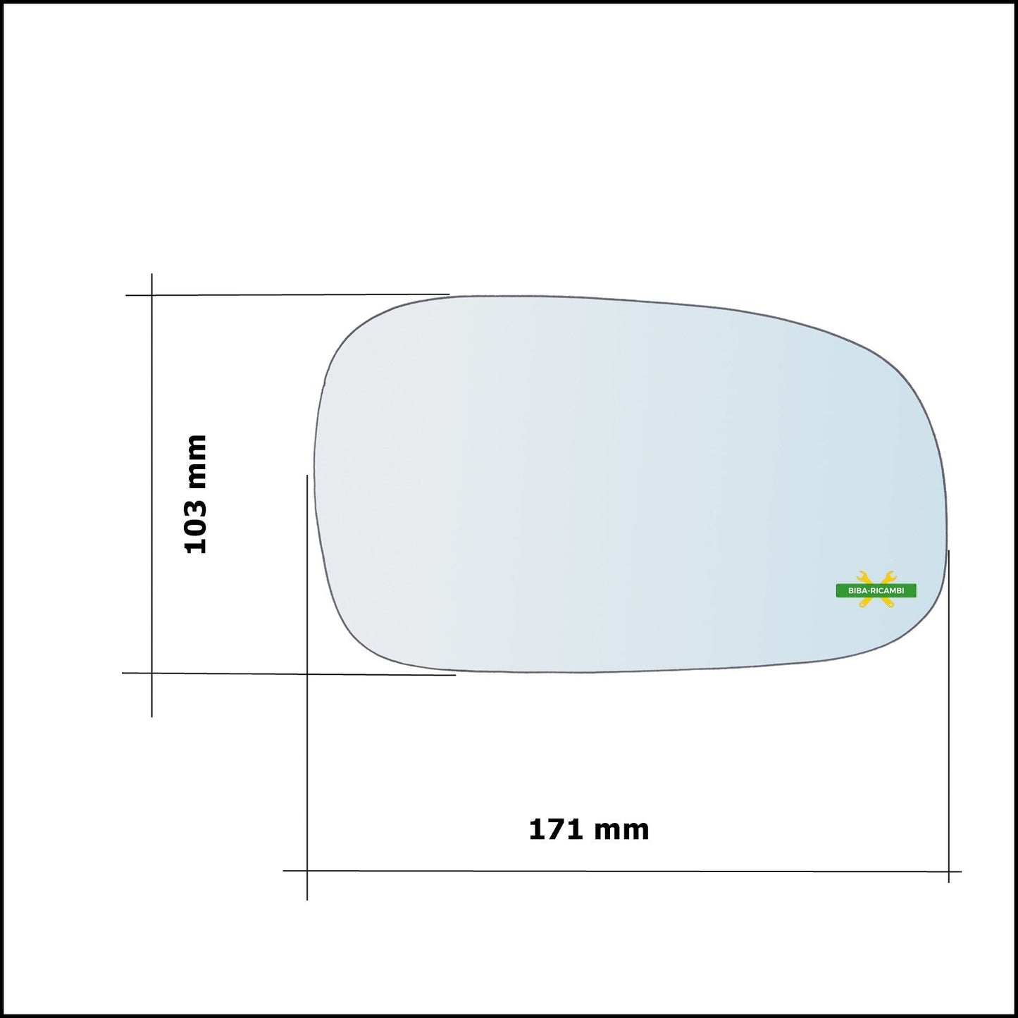 Vetro Specchio Retrovisore Cromato Asferico Lato Dx-Passeggero Per Rover 400 (RT) dal 1995-2000 BIBA-RICAMBI