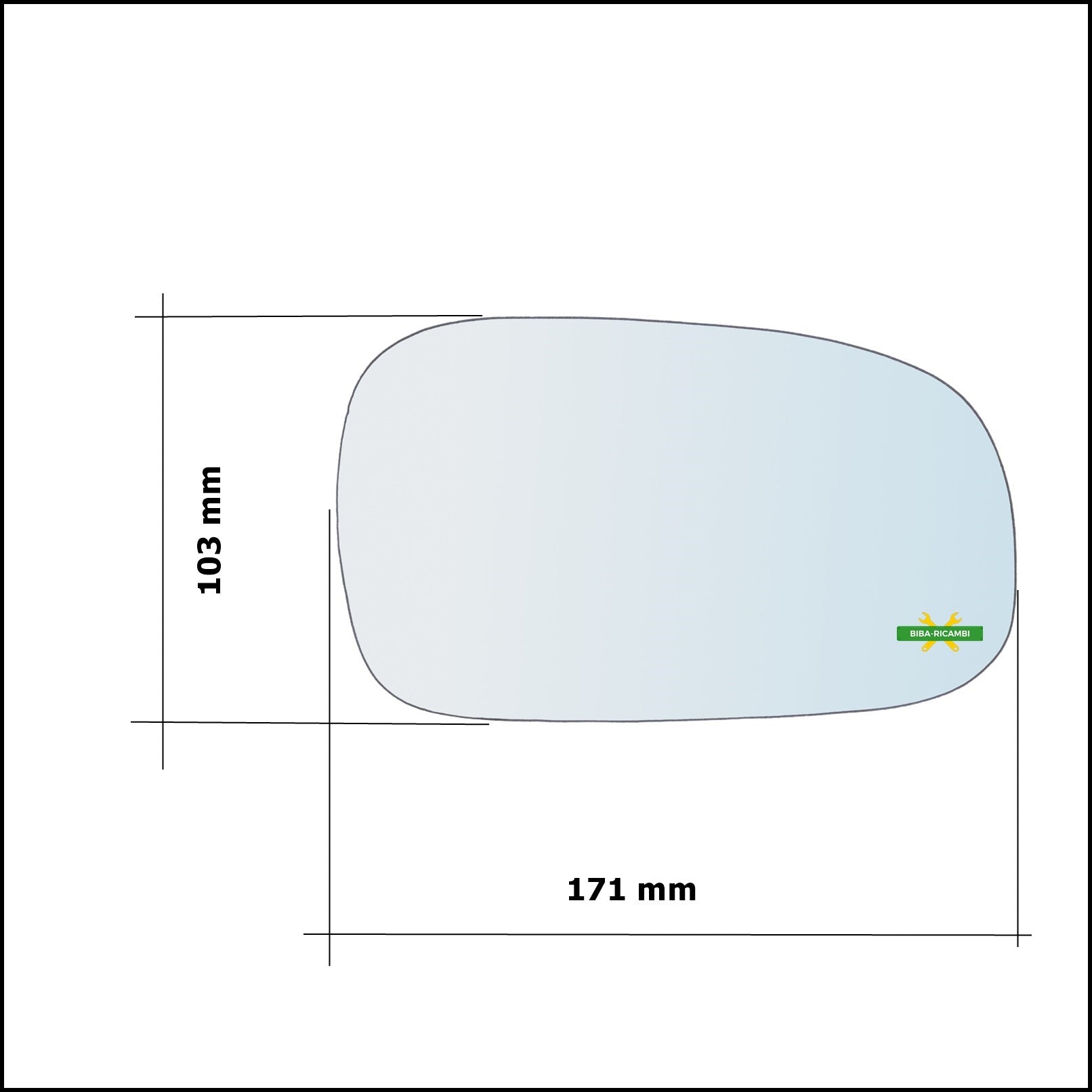 Vetro Specchio Retrovisore Cromato Asferico Lato Dx-Passeggero Per Rover 400 (RT) dal 1995-2000 BIBA-RICAMBI