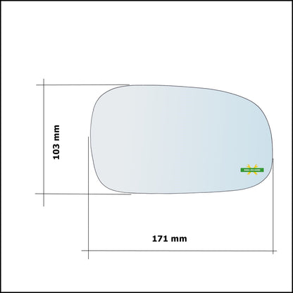 Vetro Specchio Retrovisore Cromato Asferico Lato Dx-Passeggero Per Rover 400 (RT) dal 1995-2000 BIBA-RICAMBI