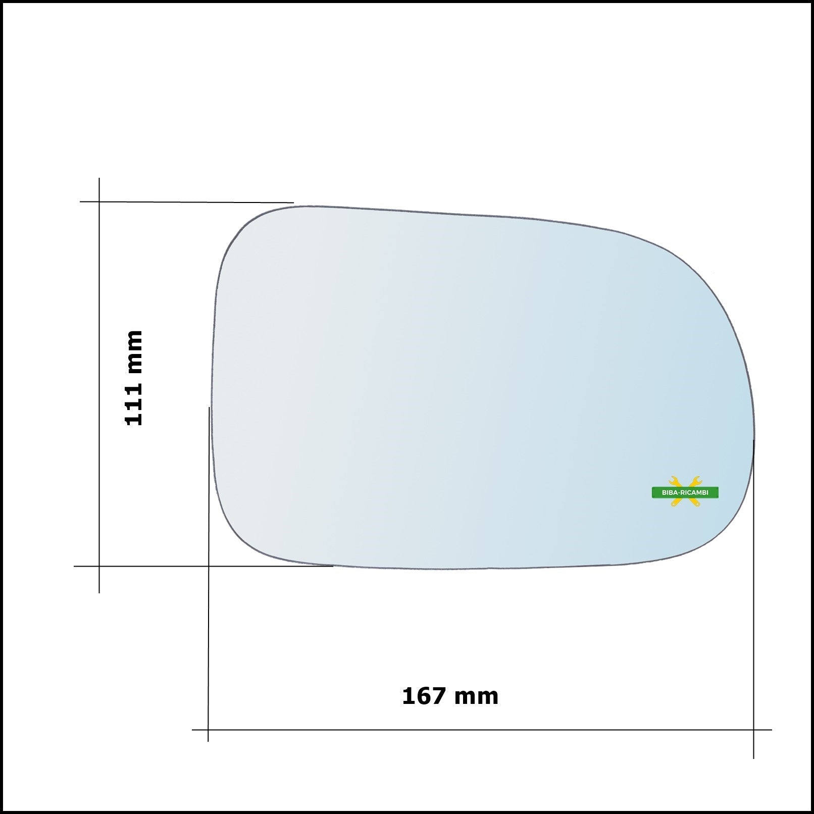 Vetro Specchio Retrovisore Cromato Asferico Lato Sx-Guidatore Per Suzuki Swift II (EA) solo dal 2003-2005 BIBA-RICAMBI