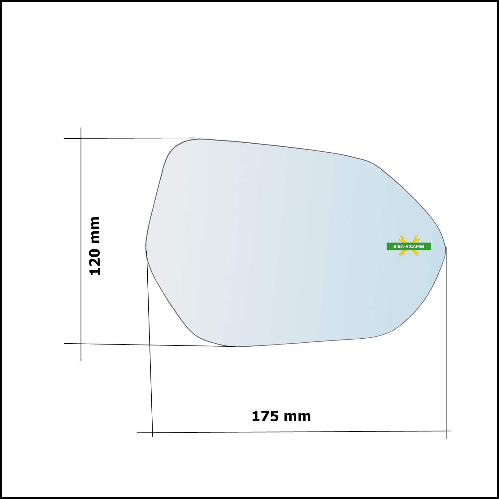 Vetro Specchio Retrovisore Cromato Asferico Lato Dx-Passeggero Per Yaris IV (P21) dal 2020&gt; BIBA-RICAMBI