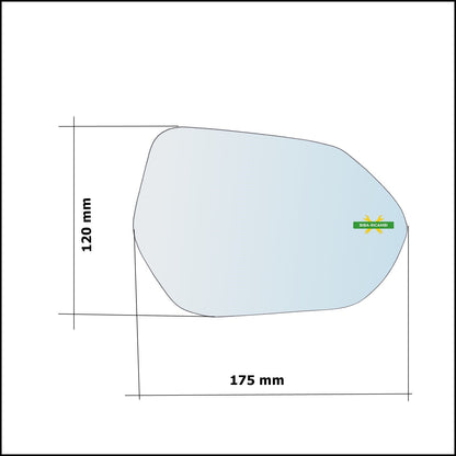 Vetro Specchio Retrovisore Cromato Asferico Lato Dx-Passeggero Per Yaris IV (P21) dal 2020&gt; BIBA-RICAMBI
