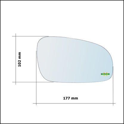 Vetro Specchio Retrovisore Cromato Asferico Lato Sx-Guidatore Per Volvo S60 I (384) solo dal 2000-2003 BIBA-RICAMBI