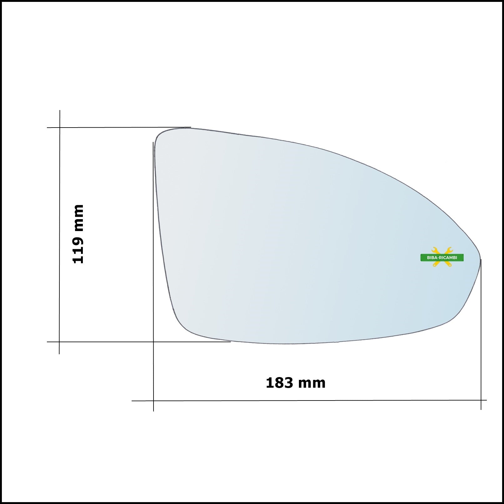 Vetro Specchio Retrovisore Cromato Asferico Lato Dx-Passeggero Per Chevrolet Cruze (J300) dal 2009> BIBA-RICAMBI