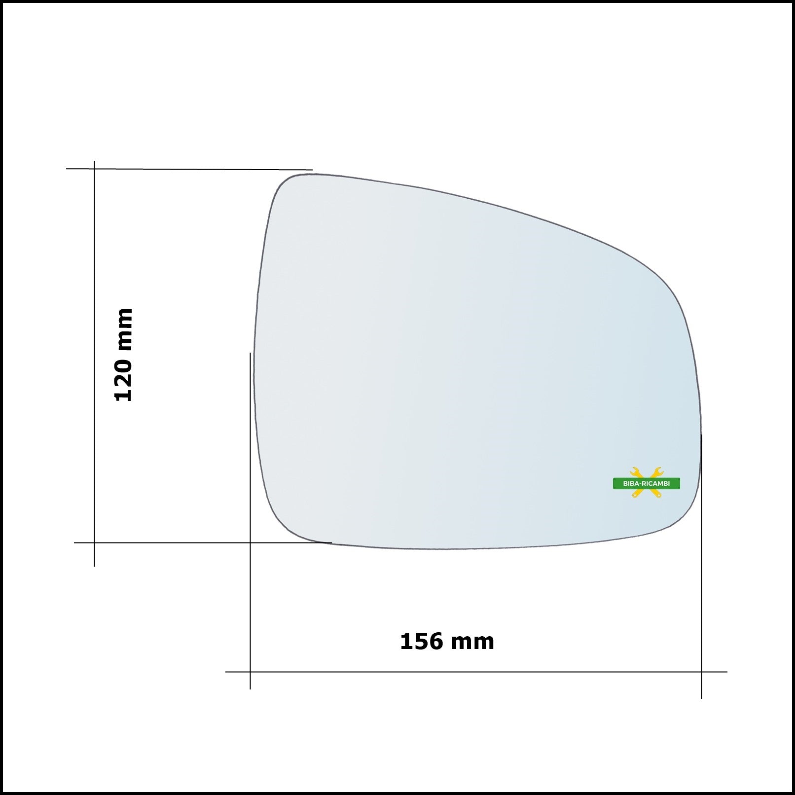 Vetro Specchio Retrovisore Cromato Lato Sx-Guidatore Per Dacia Logan II dal 2012> BIBA-RICAMBI