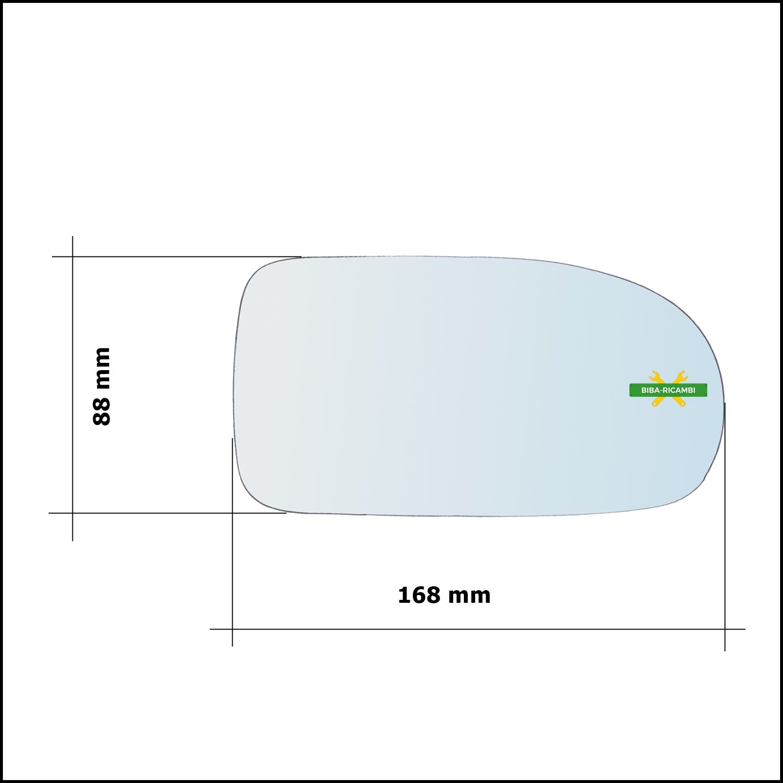 Vetro Specchio Retrovisore Cromato Asferico Lato Dx-Passeggero Per Chevrolet Nubira (J150) dal 1999-2003 BIBA-RICAMBI