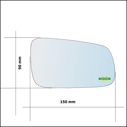 Vetro Specchio Retrovisore Cromato Asferico Lato Sx-Guidatore Per Citroen ZX (N2) dal 1991-1999 BIBA-RICAMBI