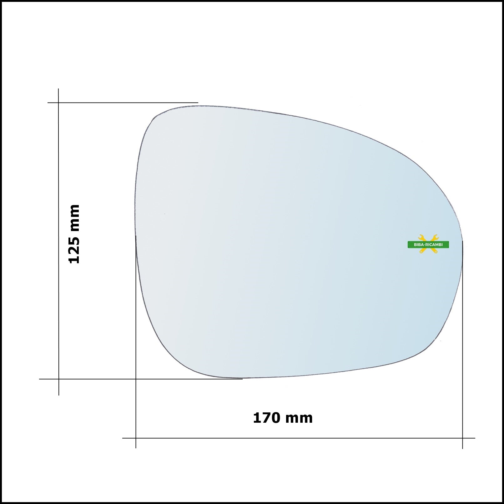 Vetro Specchio Retrovisore Cromato Asferico Lato Sx-Guidatore Per Fiat 500X (334) dal 2014&gt; BIBA-RICAMBI