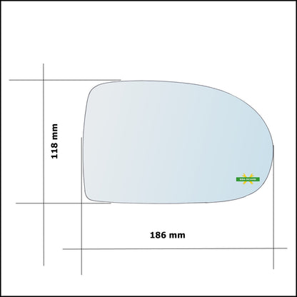 Vetro Specchio Retrovisore Cromato Lato Dx-Passeggero Per Jeep Compass I (MK49) dal 2006&gt; BIBA-RICAMBI