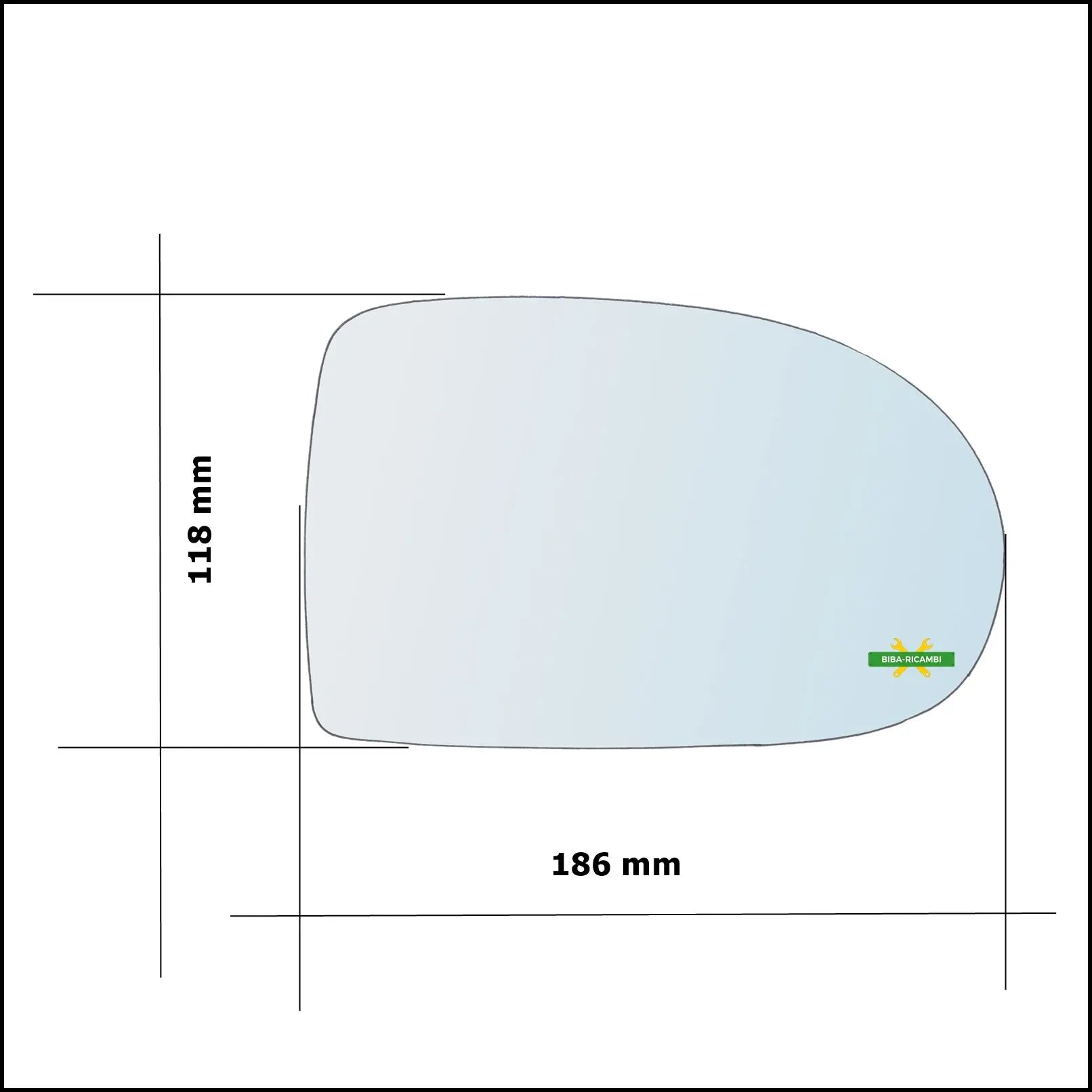 Vetro Specchio Retrovisore Cromato Lato Sx-Guidatore Per Dodge Caliber dal 2006> BIBA-RICAMBI