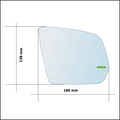 Vetro Specchio Retrovisore Cromato Lato Sx-Guidatore Per Mercedes GLE (W166) dal 2015&gt; BIBA-RICAMBI
