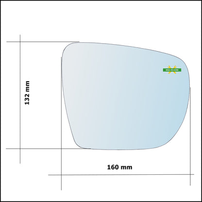 Vetro Specchio Retrovisore Cromato Lato Sx-Guidatore Per Hyundai Tucson II (LM,EL) dal 2009&gt; BIBA-RICAMBI