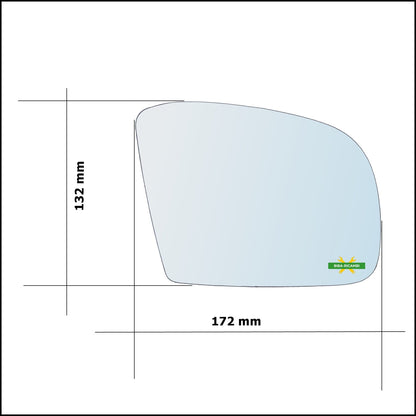 Vetro Specchio Retrovisore Cromato Lato Sx-Guidatore Per Mercedes Classe R (W251) solo dal 2005-2010 BIBA-RICAMBI
