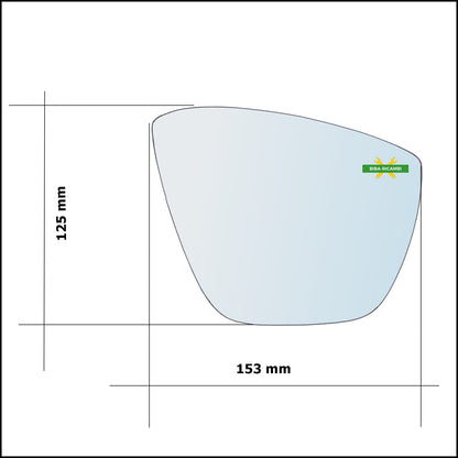 Vetro Specchio Retrovisore Cromato Lato Sx-Guidatore Per Ford Ka+ dal 2014&gt; BIBA-RICAMBI