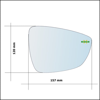 Vetro Specchio Retrovisore Cromato Lato Sx-Guidatore Per Ford Focus IV dal 2018&gt; BIBA-RICAMBI
