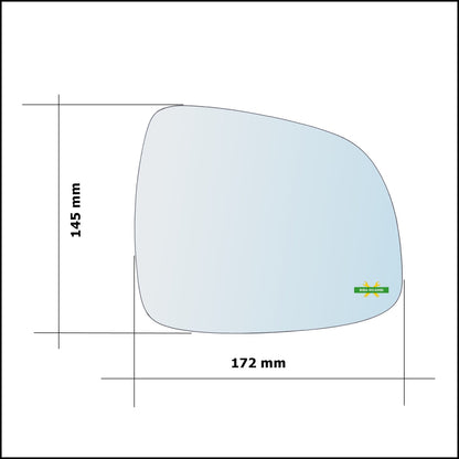 Vetro Specchio Retrovisore Lato Sx-Guidatore Per Suzuki SX4 (GY, RW) dal 2006&gt; BIBA-RICAMBI