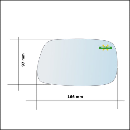 Vetro Specchio Retrovisore Lato Dx-Passeggero Per Toyota Avensis (T22) dal 1997-2003 BIBA-RICAMBI