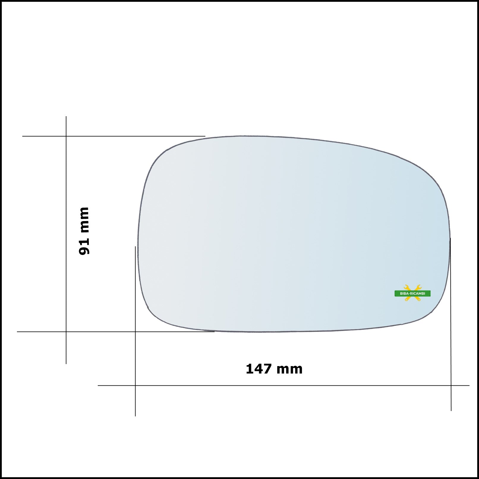Vetro Specchio Retrovisore Asferico Lato Dx-Passeggero Per Peugeot 306 dal 1993-2002 BIBA-RICAMBI