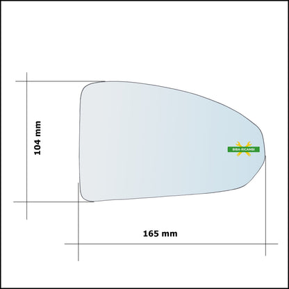 Vetro Specchio Retrovisore Asferico Lato Sx-Guidatore Per Audi TT III (FV) dal 2014&gt; BIBA-RICAMBI