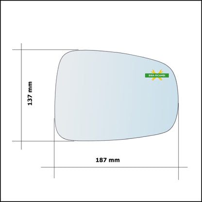 Vetro Specchio Retrovisore Lato Dx-Passeggero Per Fiat Ulysse Restyling solo dal 2008-2011 BIBA-RICAMBI